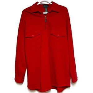 Lauren Ralph Lauren Red Quarter Zip Polo Fleece Lined Pullover Mens L